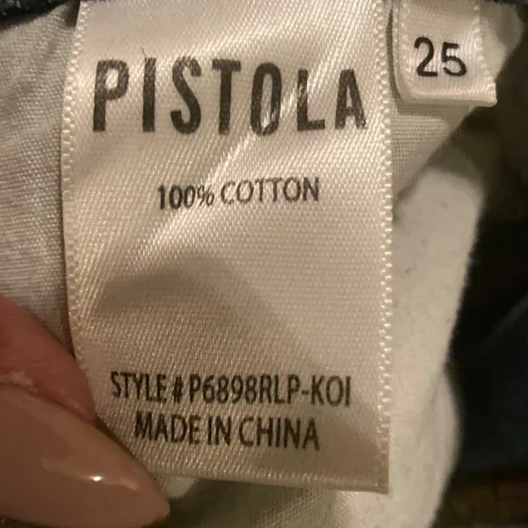 Pistola Revolve High-Waisted Straight-Leg Distressed Jeans, Size 25 - Picture 8 of 10
